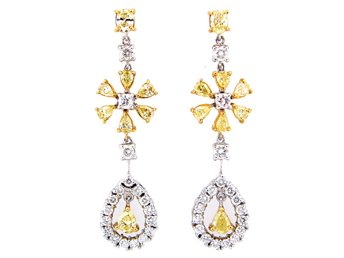 YELLOW & WHITE DIAMOND EARRING
