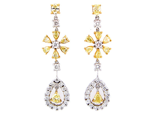 YELLOW & WHITE DIAMOND EARRING