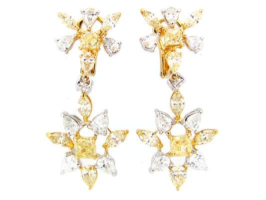 YELLOW & WHITE DIAMOND EARRING, 18KT (N)