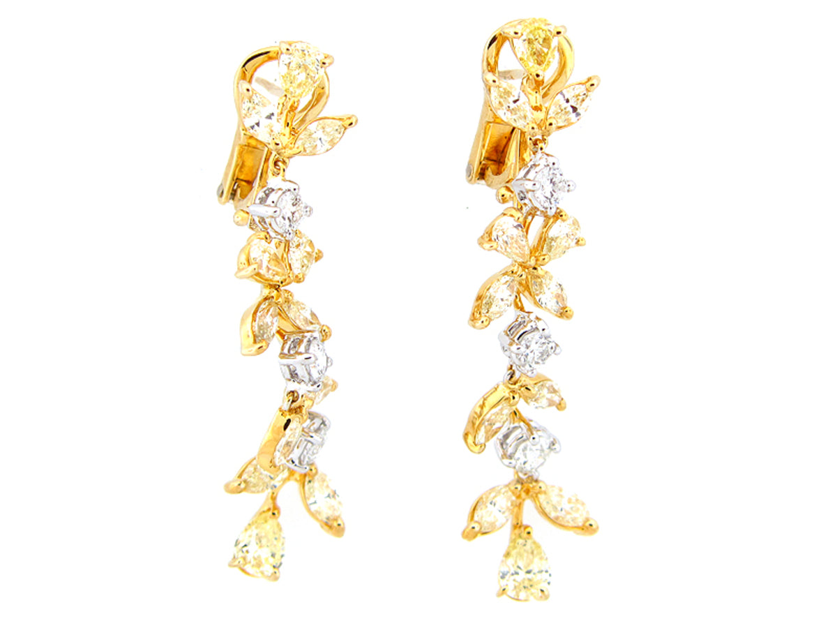 YELLOW & WHITE DIAMOND EARRING