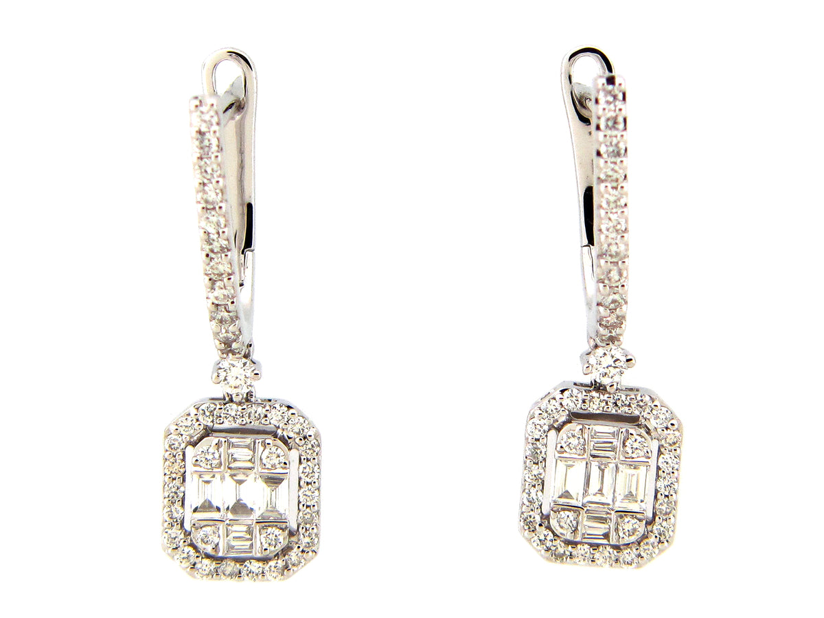 DIAMOND CUSHION EARRING, 14KW (N)
