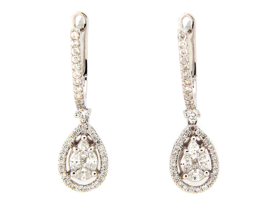 DIAMOND PEAR EARRING, 14KW (N)