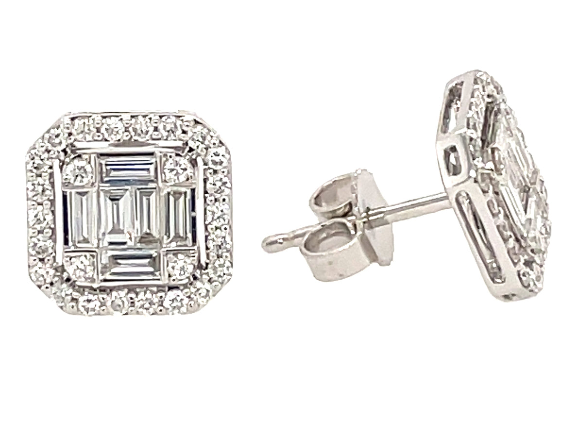 DIAMOND BAGUETTE CLUSTER STUD EARRING