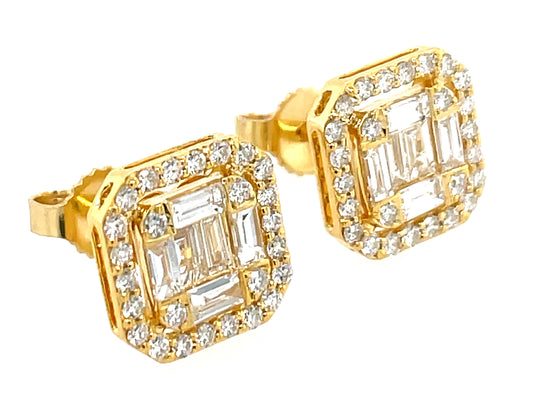 DIAMOND BAGUETTE CLUSTER STUD EARRING