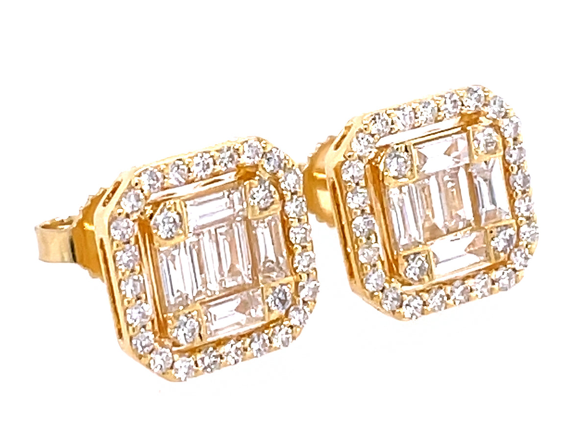DIAMOND BAGUETTE CLUSTER STUD EARRING