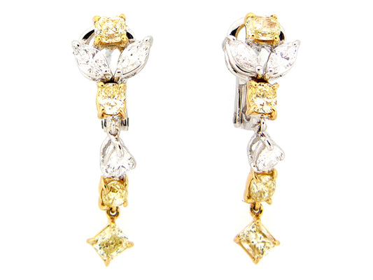 YELLOW & WHITE DIAMOND EARRING