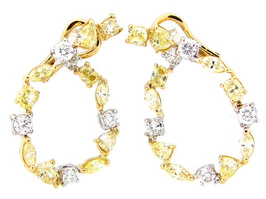 YELLOW & WHITE DIAMOND EARRING