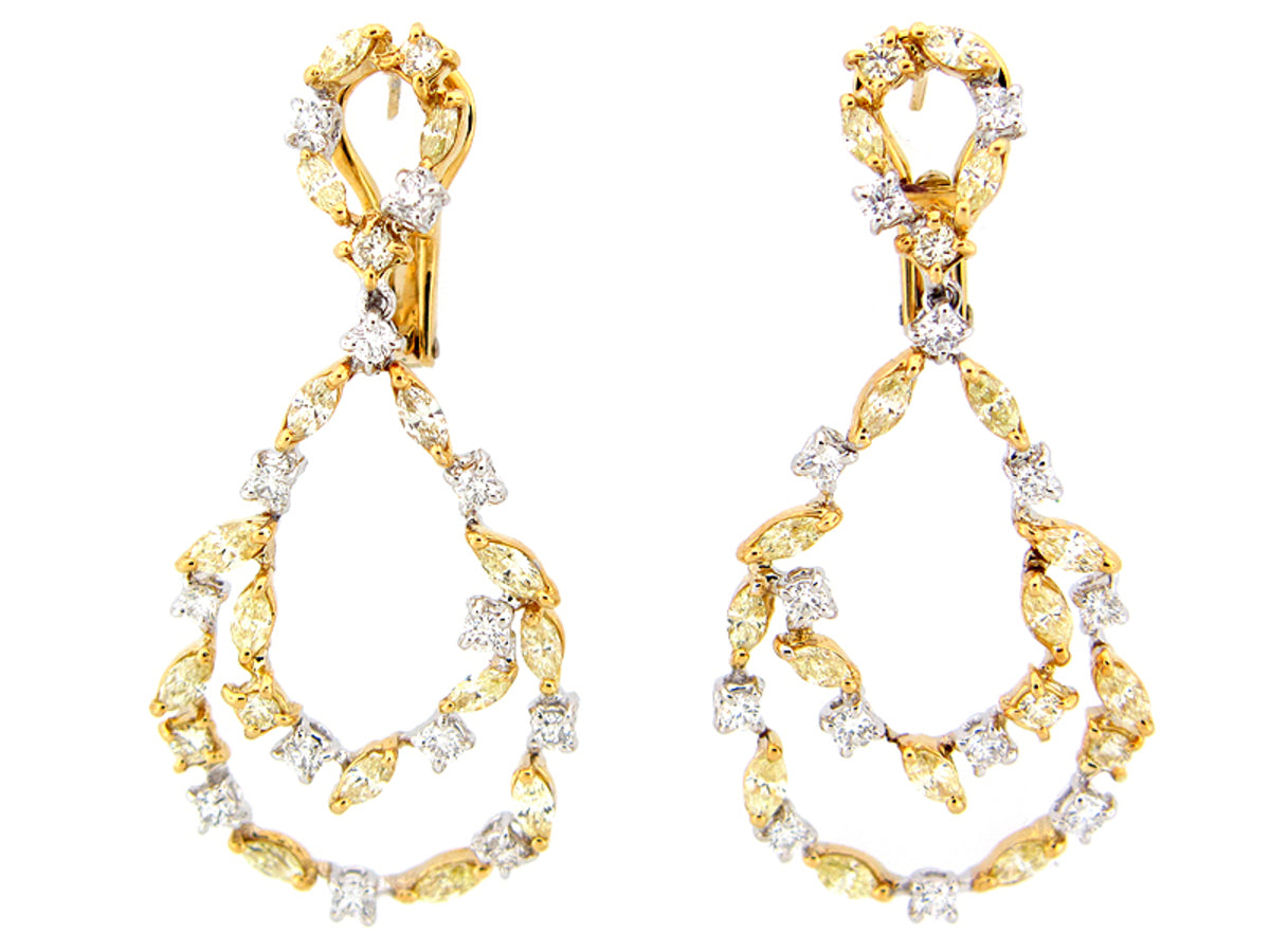YELLOW & WHITE DIAMOND EARRING