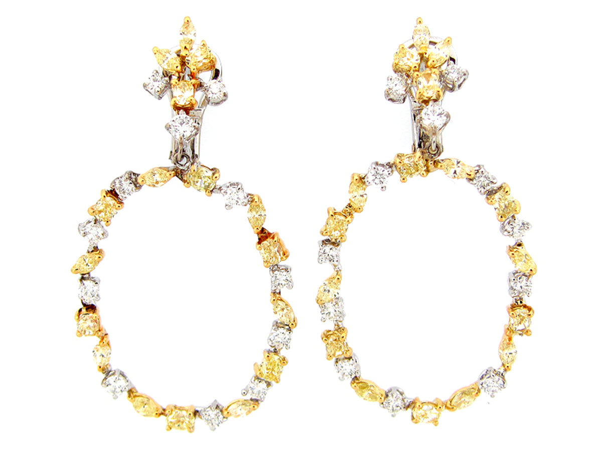 YELLOW & WHITE DIAMOND EARRING