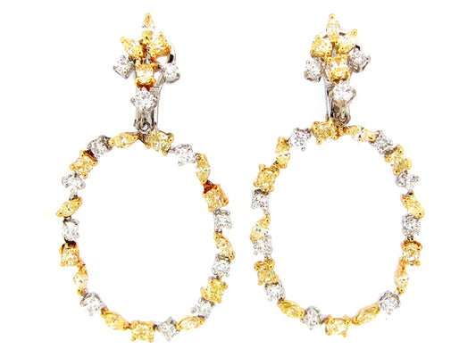 YELLOW & WHITE DIAMOND EARRING