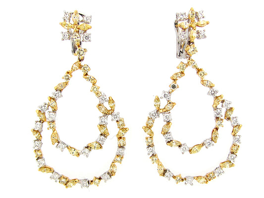YELLOW & WHITE DIAMOND EARRING