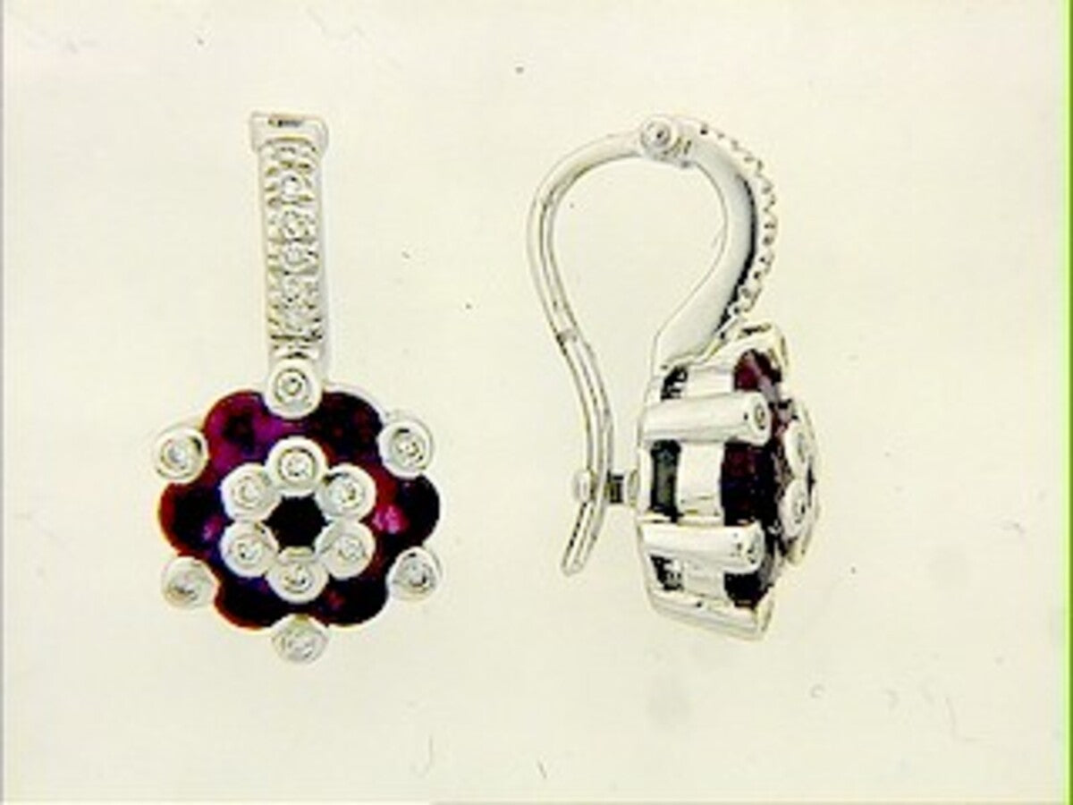 RUBY & DIAMOND EARRING, 18KW (H)