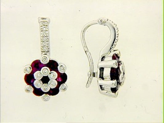 RUBY & DIAMOND EARRING, 18KW (H)