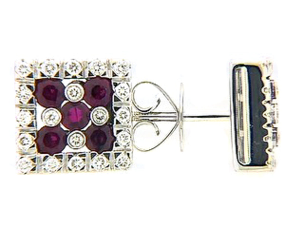 RUBY & DIAMOND EARRING, 18KW (E), C=0.90
