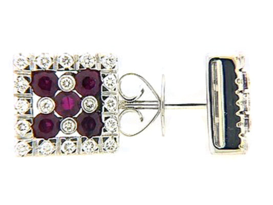 RUBY & DIAMOND EARRING, 18KW (E), C=0.90