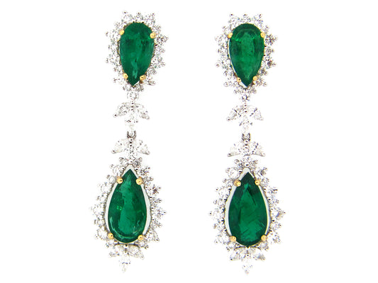 EMERALD & DIAMOND EARRING, 18KT (0)