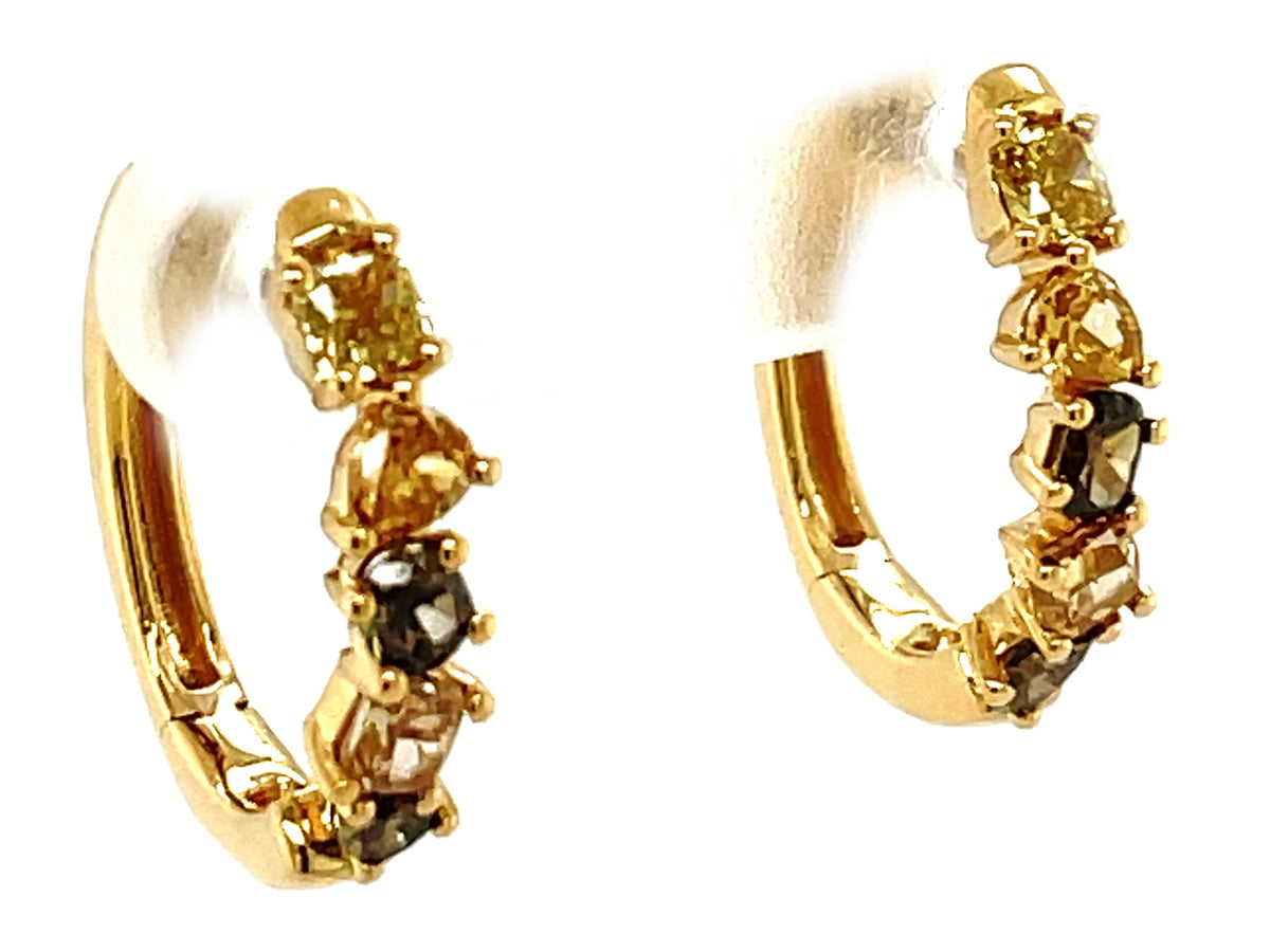 FANCY SHAPE & COLOR DIAMOND HOOP EARRING