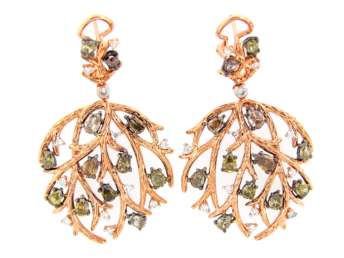 FANCY COLOR DIAMOND EARRING, 18KR (N)