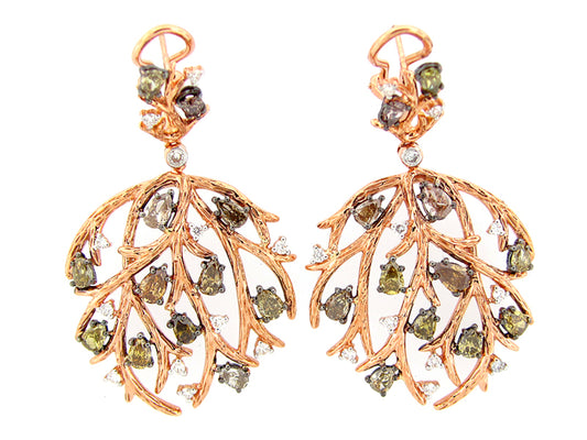 FANCY COLOR DIAMOND EARRING, 18KR (N)