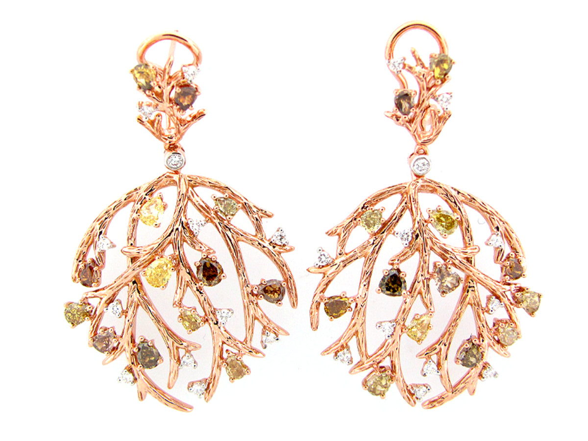 FANCY COLOR DIAMOND EARRING, 18KR (N)