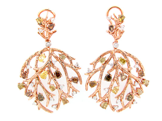 FANCY COLOR DIAMOND EARRING, 18KR (N)