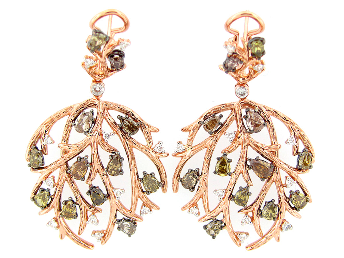 FANCY COLOR DIAMOND EARRING, 18KR (N)
