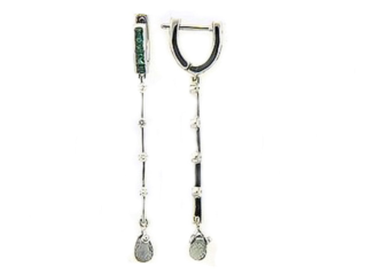 TSAVORITE, GREEN  SAPPHIRE & DIAMOND EARRING, 18KW (H), C=1.61