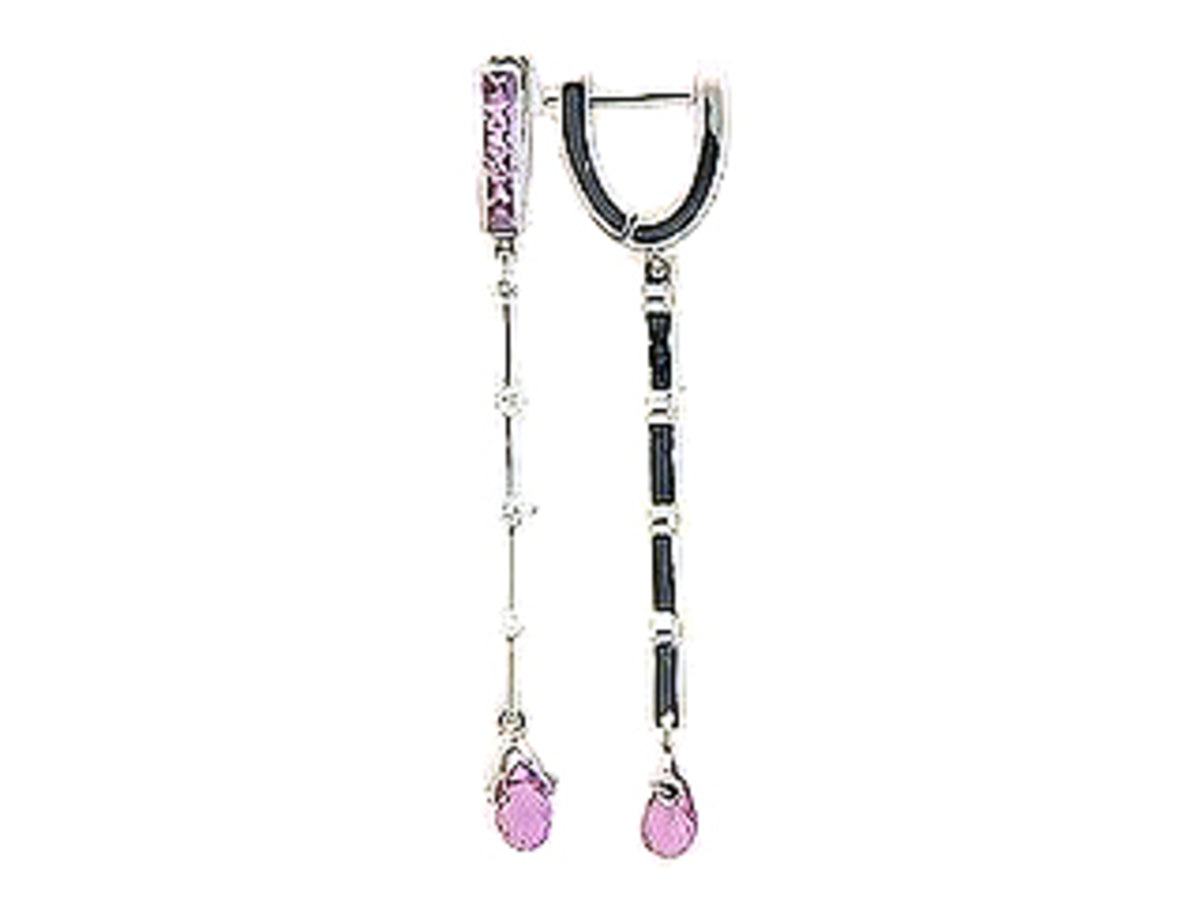 PINK SAPPHIRE & DIAMOND EARRING, 18KW (H), C=1.61