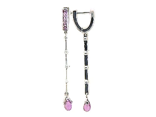 PINK SAPPHIRE & DIAMOND EARRING, 18KW (H), C=1.61