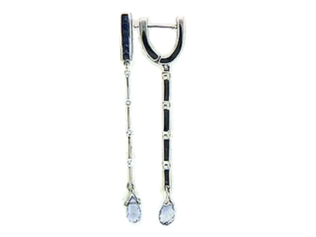 SAPPHIRE & DIAMOND EARRING, 18KW (H), C=1.61