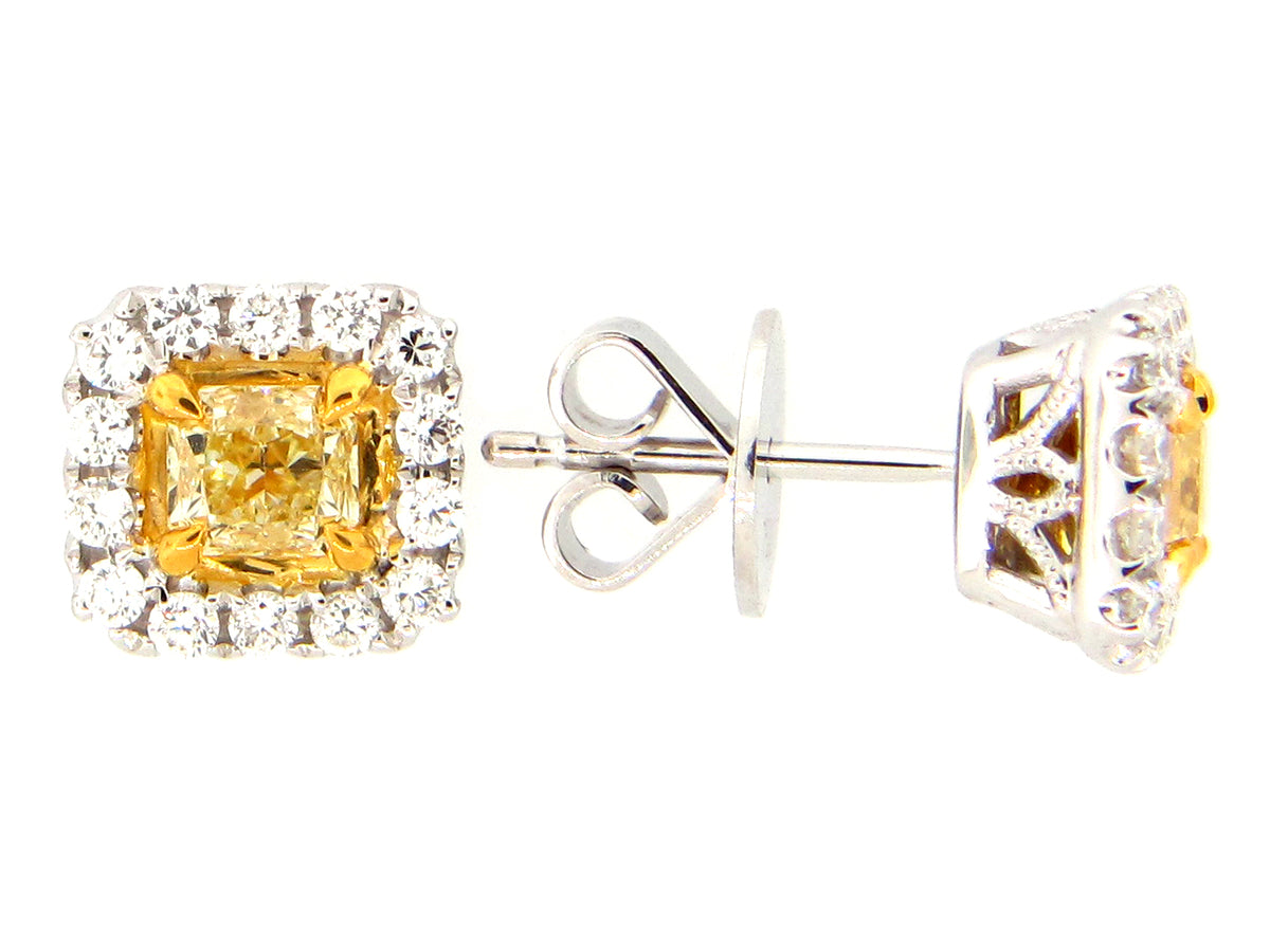 YELLOW & WHITE DIAMOND EARRING, 18KT (N)
