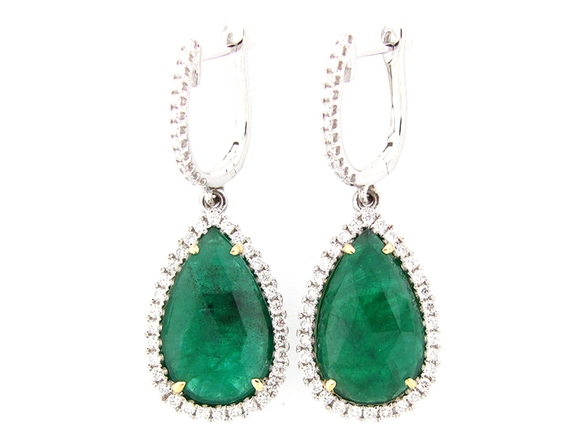 ROSE CUT EMERALD & DIAMOND EARRING, 18KT (O)