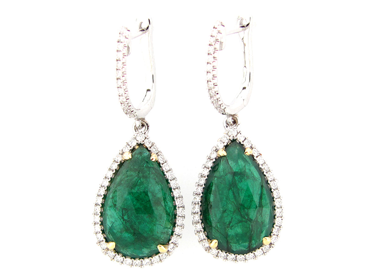 ROSE CUT EMERALD & DIAMOND EARRING, 18KT (O)