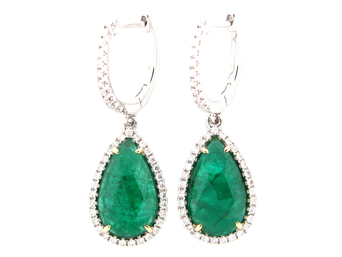 ROSE CUT EMERALD & DIAMOND EARRING, 18KT (O)