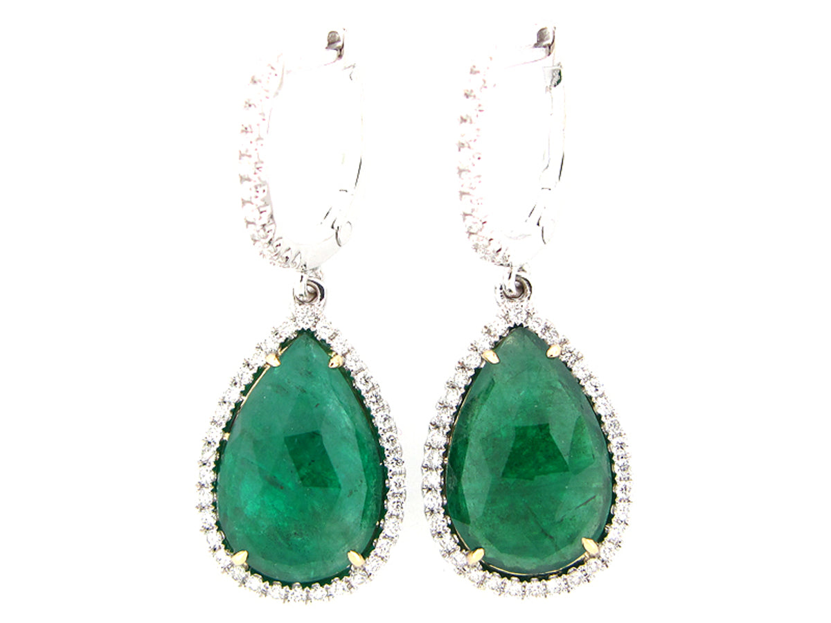 ROSE CUT EMERALD & DIAMOND EARRING, 18KT (O)