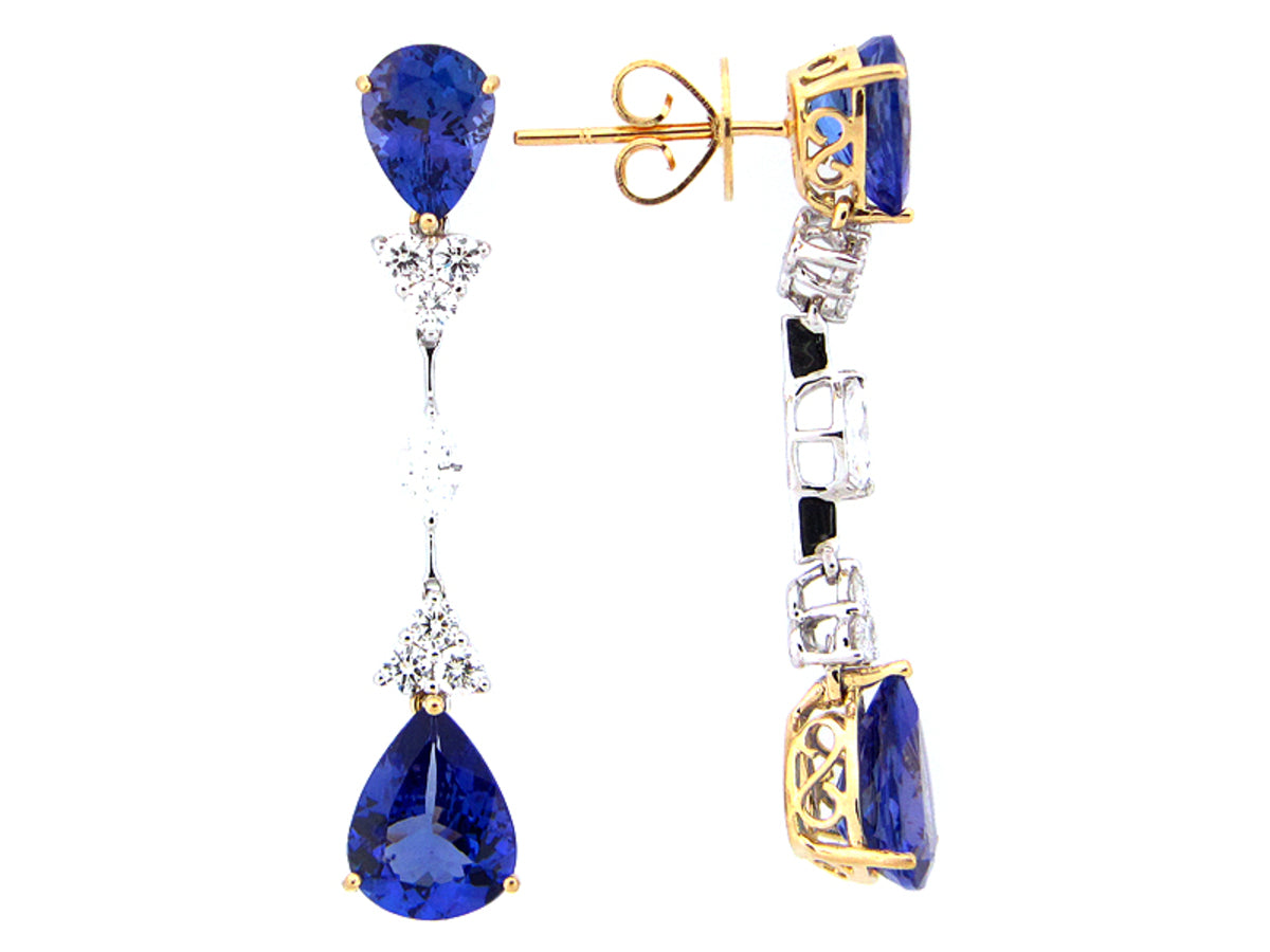 TANZANITE & DIAMOND EARRING, 18KT (H)