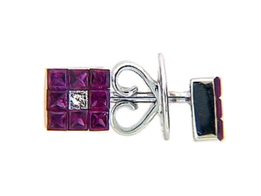 RUBY & DIAMOND EARRING, 18KW (H), C=0.77