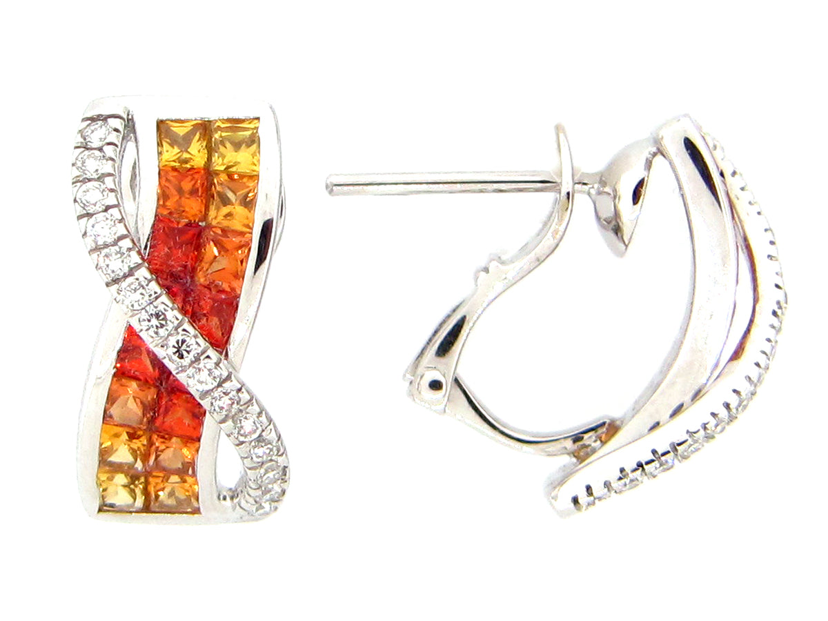 ORANGE SAPPHIRE & DIAMOND EARRING