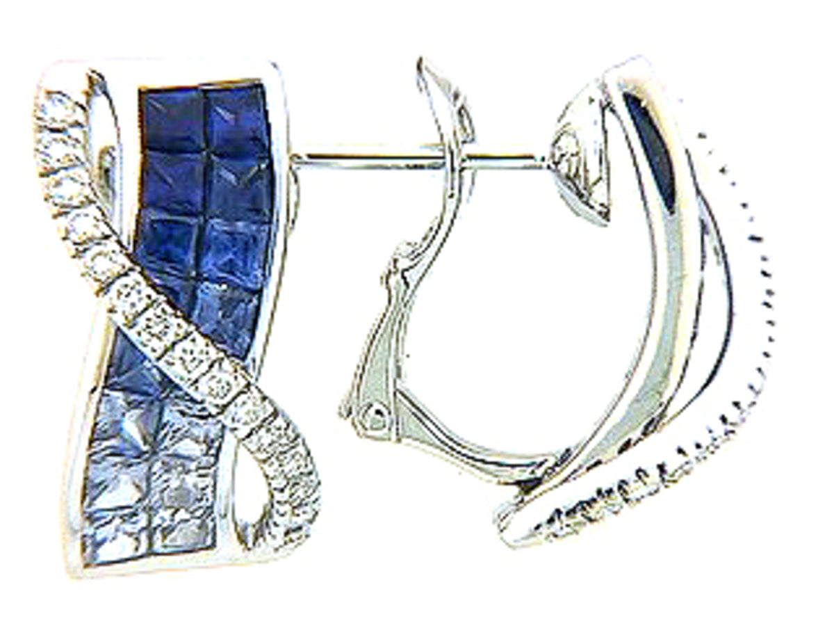 SAPPHIRE & DIAMOND EARRING, 18KW (H), C=2.96