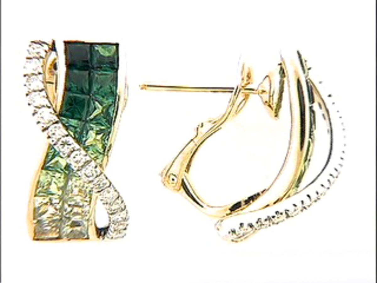 TSAVORITE & DIAMOND EARRING, 18KT (H), C=2.96