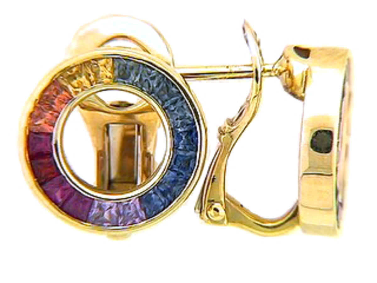 RAINBOW SAPPHIRE EARRING, 18KY (H/U)