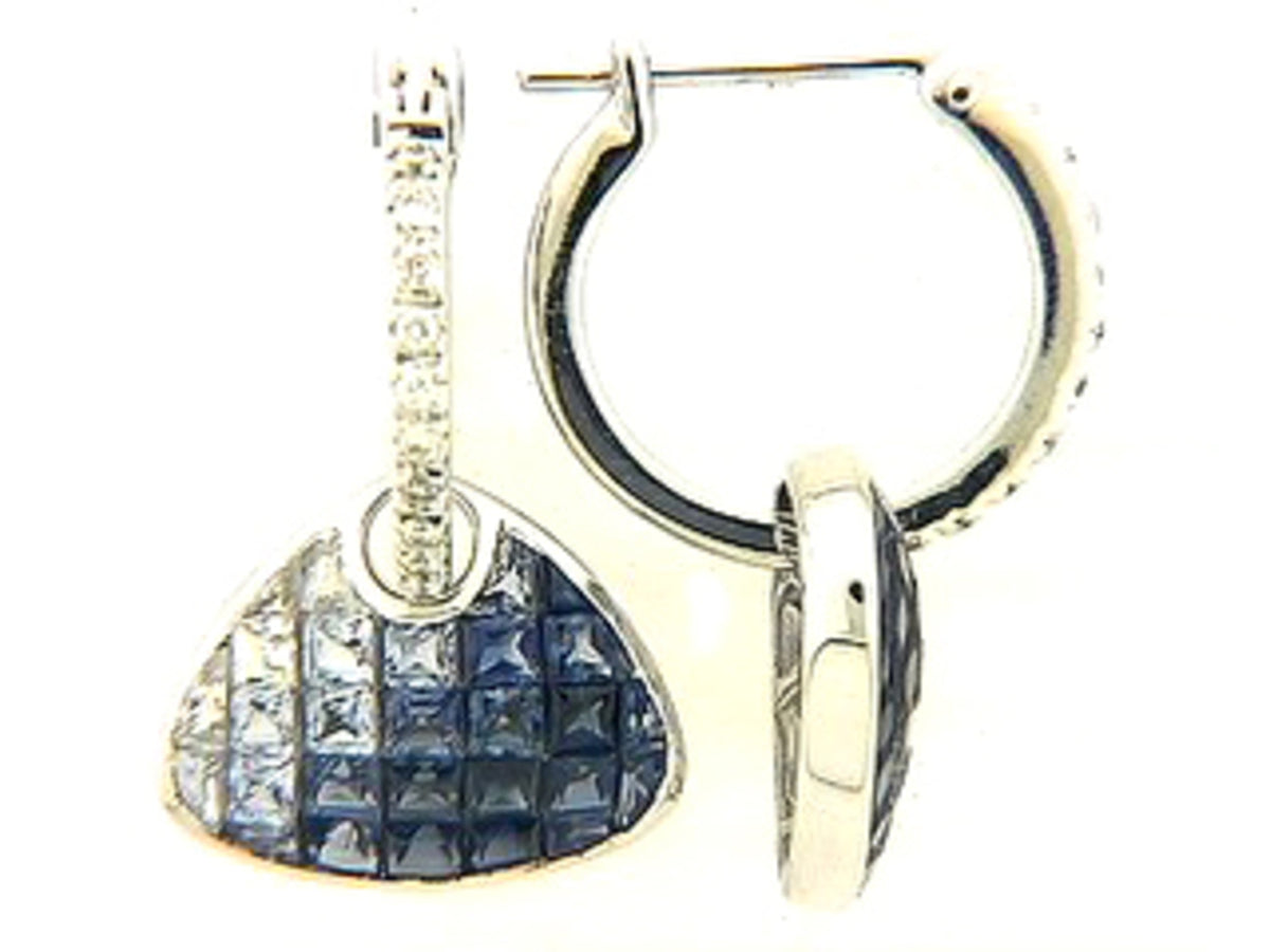SAPPHIRE & DIAMOND EARRING, 18KW (H), C=3.60
