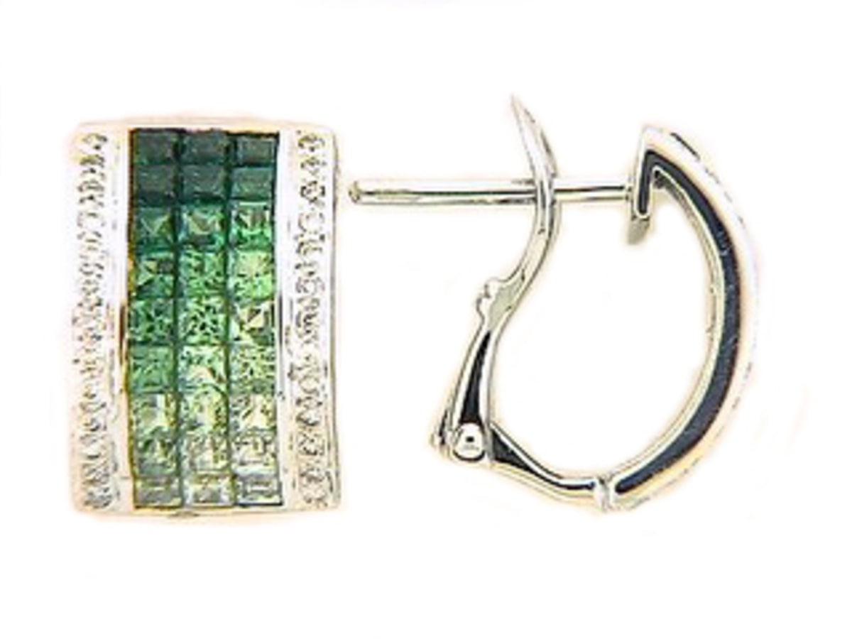 TSAVORITE & DIAMOND EARRING, 18KW (N), C=2.43