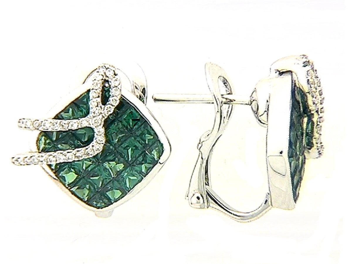 TSAVORITE & DIAMOND EARRING