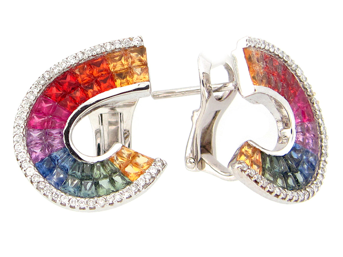 RAINBOW SAPPHIRE & DIAMOND EARRING