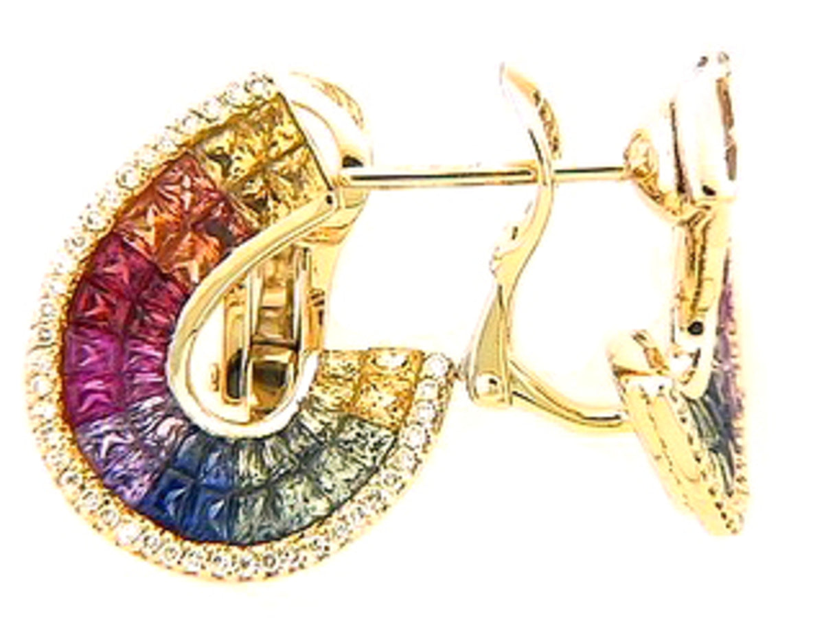 RAINBOW SAPPHIRE & DIAMOND EARRING