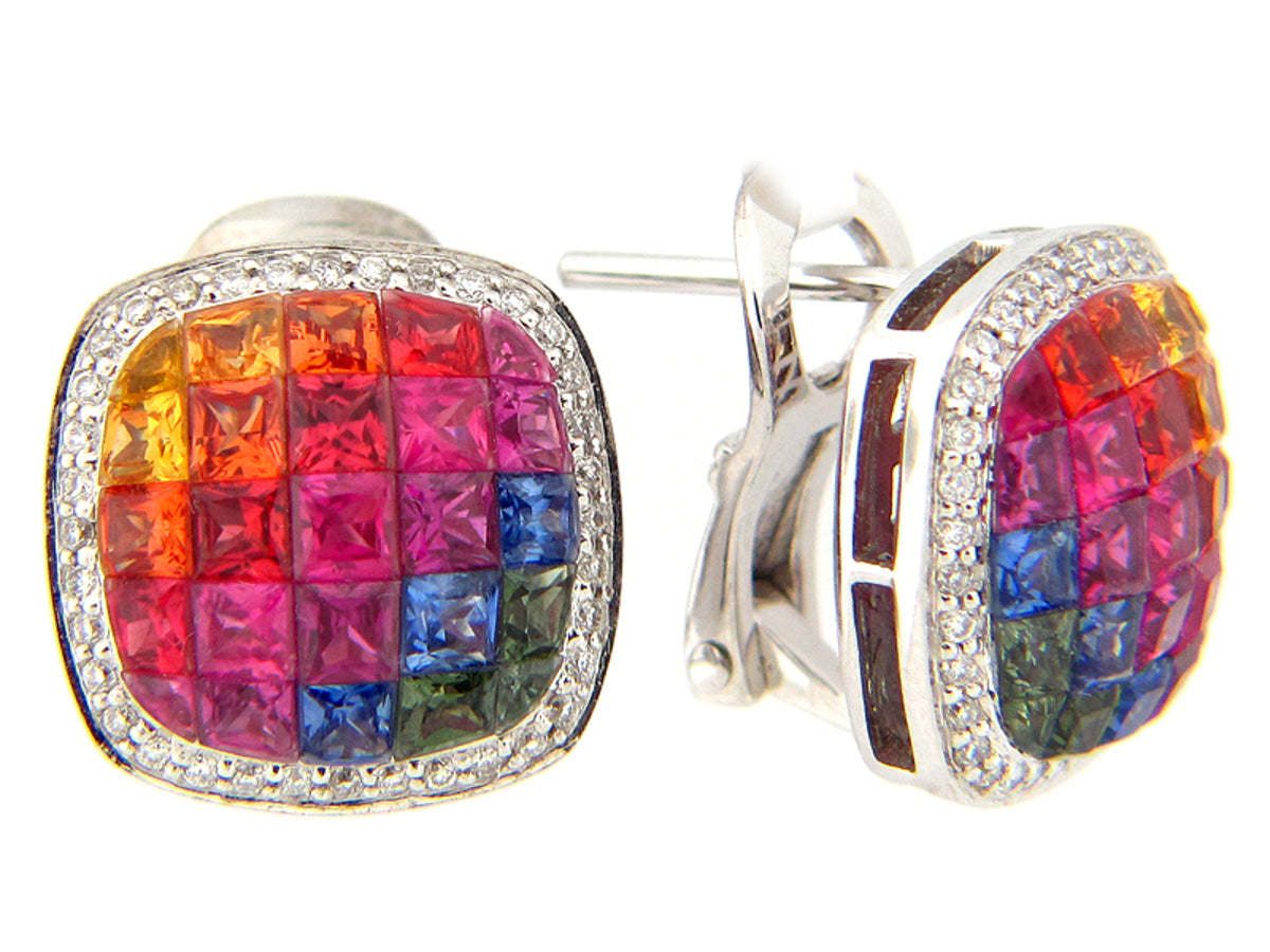 RAINBOW SAPPHIRE & DIAMOND EARRING
