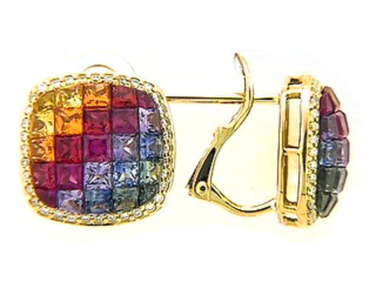 RAINBOW SAPPHIRE & DIAMOND EARRING