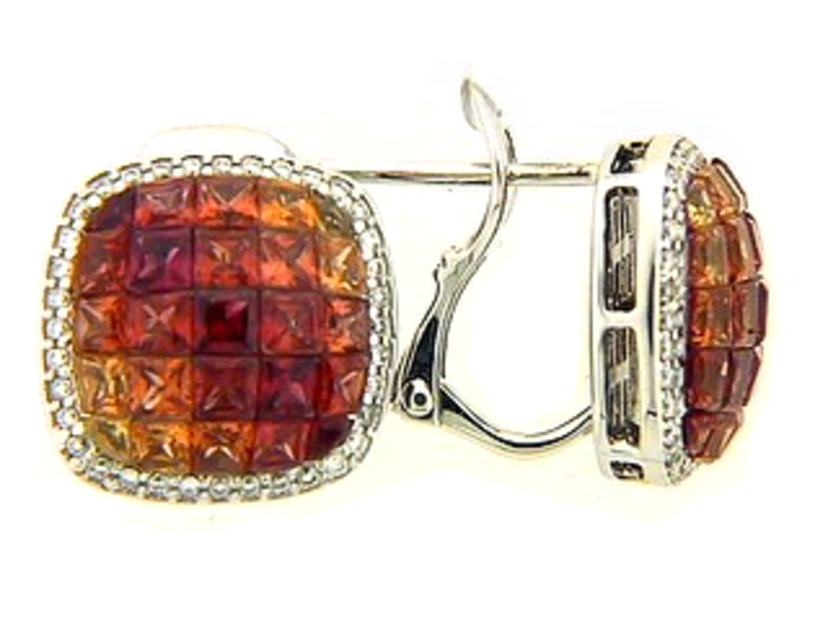 ORANGE SAPPHIRE & DIAMOND EARRING