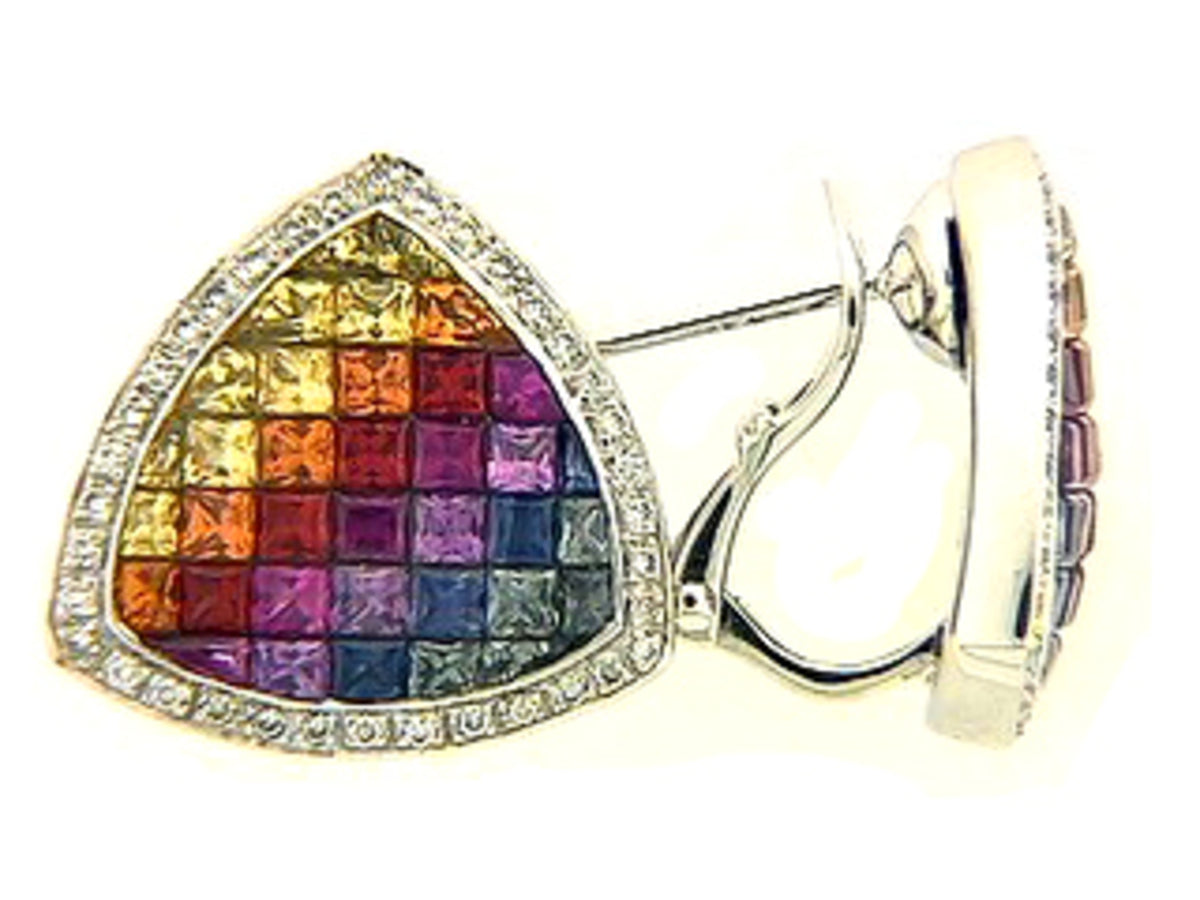 RAINBOW SAPPHIRE & DIAMOND EARRING